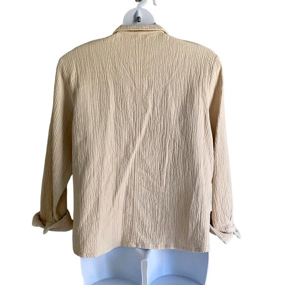 By JJ Long Sleeve Button Up Cream Colored Heavy Cotton Women's Top XL NEW NWT - Picture 7 of 9